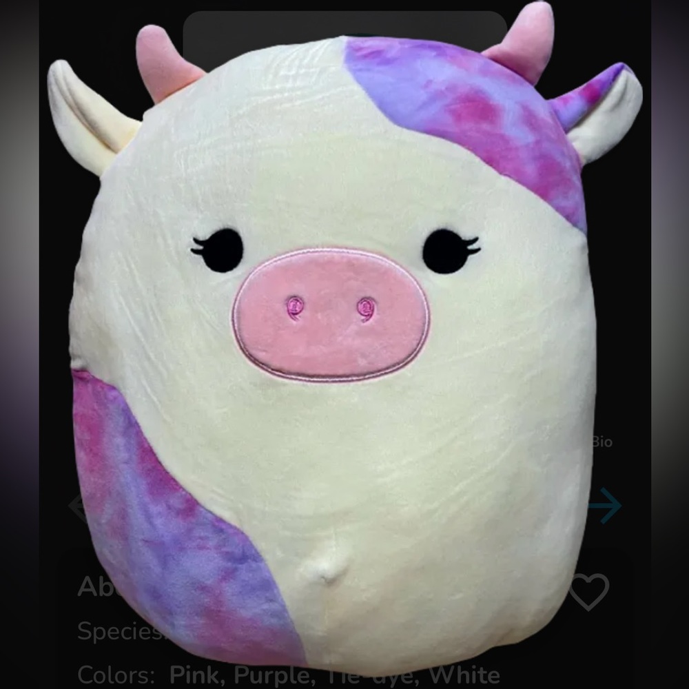 Squishmallows Pink Purple Tie-Dye Cute Cow Plush